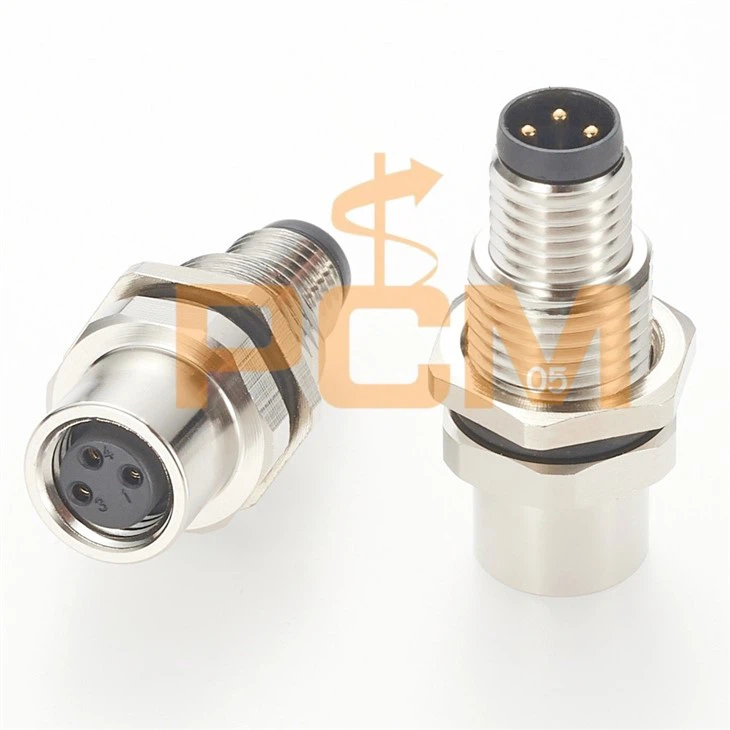 M8 3Pin Male To Female Panel Feed Through Connector manufacturers