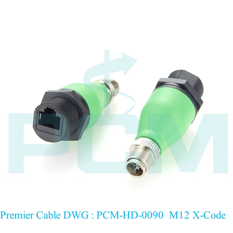 Nickle Plated RJ45 To M12 8 P X Code Field Wireable Shield Connector With Dust Cap