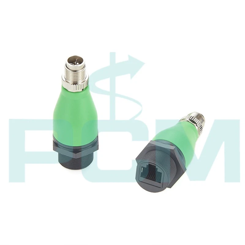 Nickle Plated RJ45 To M12 8 P X Code Field Wireable Shield Connector With Dust Cap