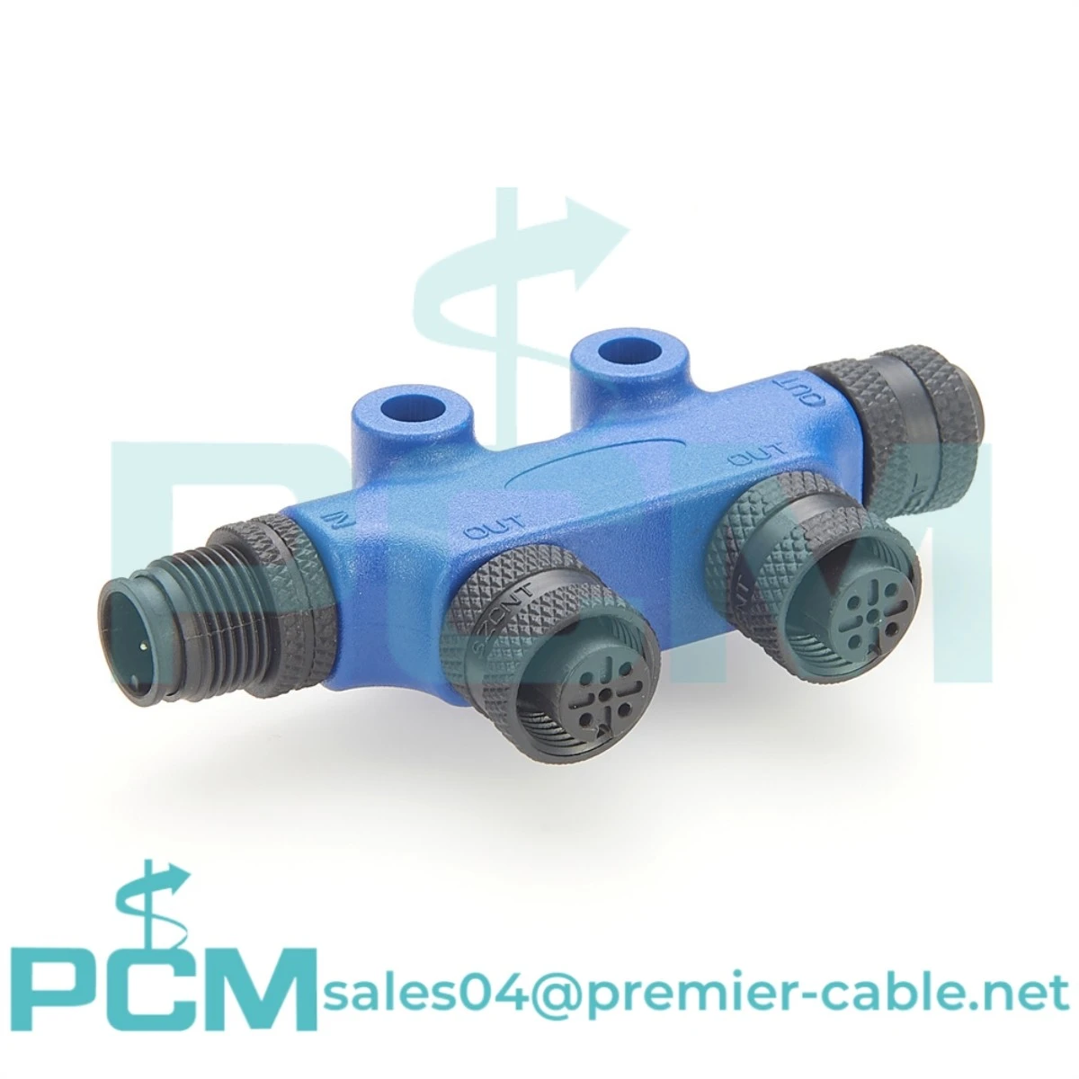 M12 T-Connector with M12 A-Code 5Pin male split to 1 x male and 1 female