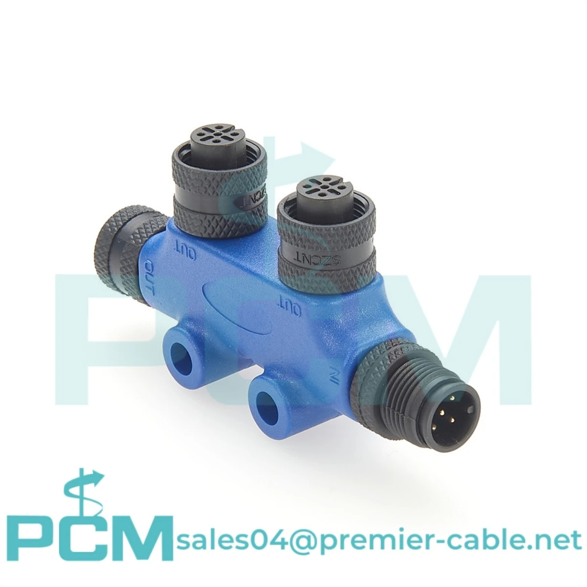 M12 5 Pin Male to Female Connector, A Code T Type Industrial Circular Connector 5 Pin 1 Male to 2 Female Unshiled Adapter IP67 Waterproof Field Assembly Wireable Sensor for Aviation