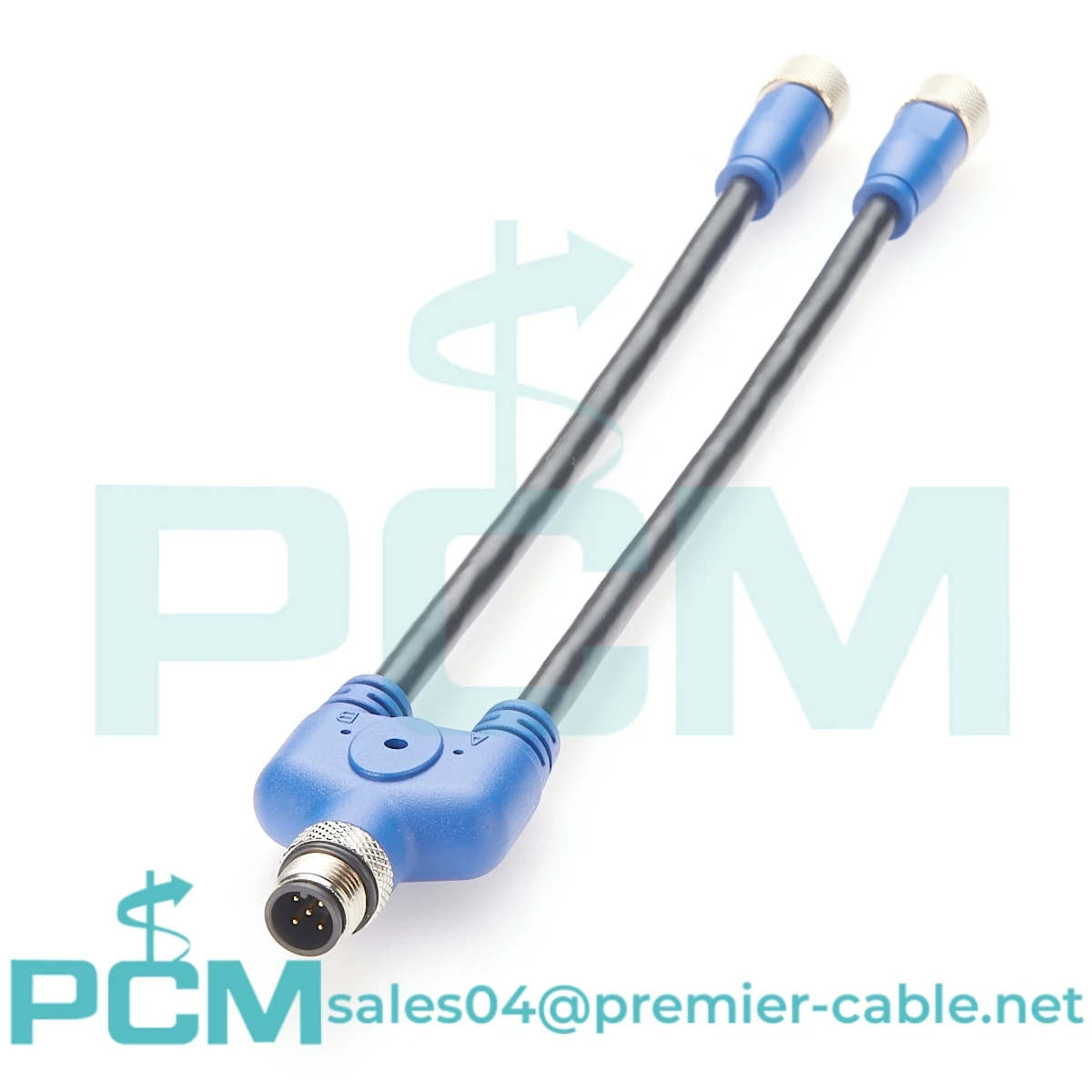 M12 Connector Cable 5 Pin Male To Dual Female A Code Y-Type Cable 50Cm AWG22 A-coding M12 5-pin M8 3-pin Female Y Splitter Cable