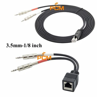Dual 3.5 Audio Plug to RJ45 Jack Plug Cable
